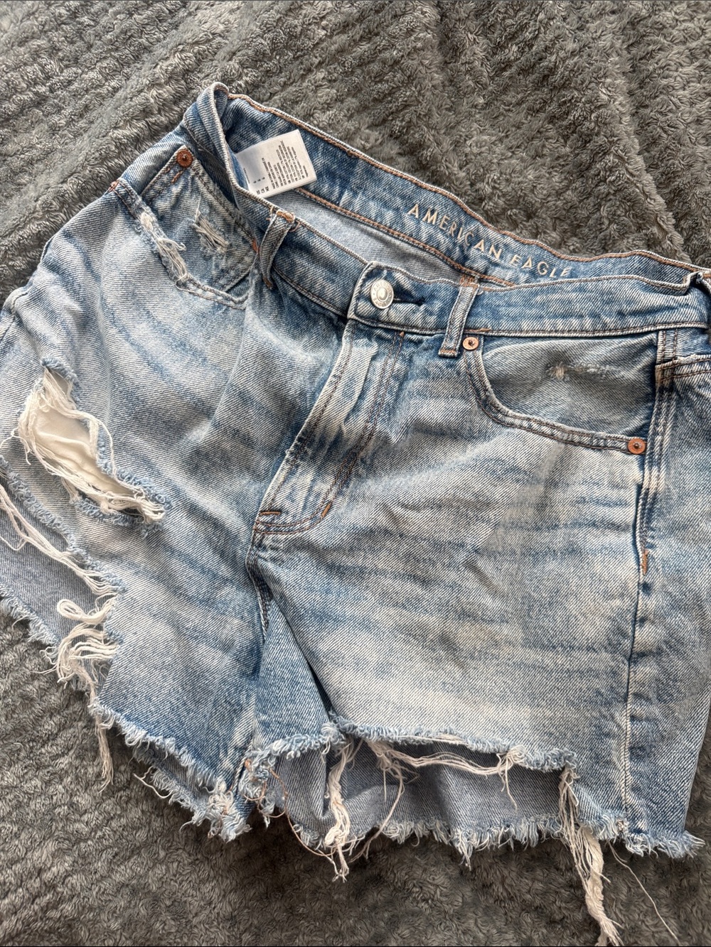 American Eagle Outfitters Light Blue Distressed Denim Cutoff Shorts